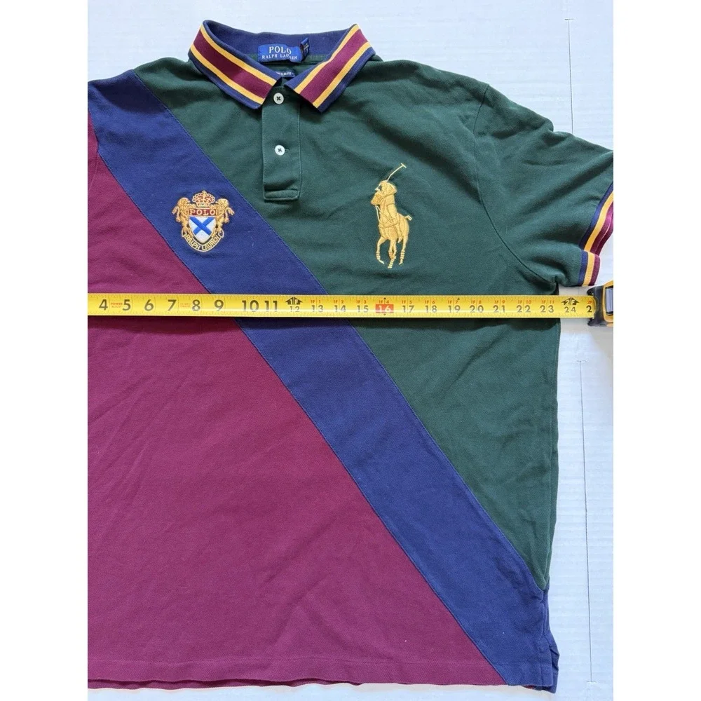 Polo Ralph Lauren Custom Slim Fit Big Pony Crest Polo Shirt Men's XL Colorblock